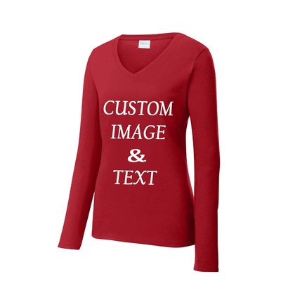 Custom Women Long Sleeves Tee Shirt, Personalized by Upload Photos, Type Text, Design Your Own Tee Shirt, Workout Tee Shirt