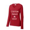 Custom Women Long Sleeves Tee Shirt, Personalized by Upload Photos, Type Text, Design Your Own Tee Shirt, Workout Tee Shirt view 1