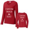 Custom Women Long Sleeves Tee Shirt, Personalized by Upload Photos, Type Text, Design Your Own Tee Shirt, Workout Tee Shirt view 3