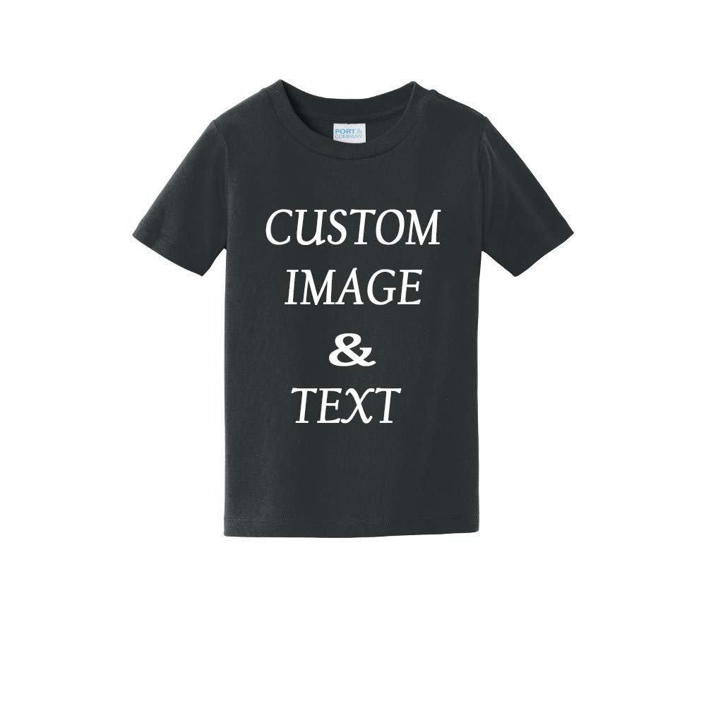 Personalized Baby Toddler T Shirt for Your Infant Baby, Customize with Your Own Design, Upload Photos, Logos Or Type Any Text Jet Black