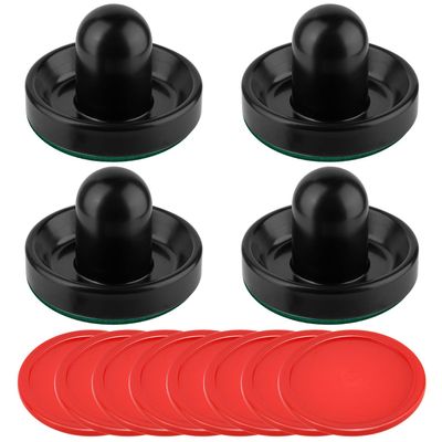 Coopay Air Hockey Pushers and Pucks, Air Hockey Paddles, Goal Handles Paddles Replacement Accessories for Game Tables (4 Striker, 8 Red Puck Pack)