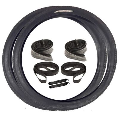 Sunlite Cruiser 927 Classic Beach Road Street Balloon Sun Bicycle Tire Bike Bundle 24 x 2.125 (Black Tire Bundle)