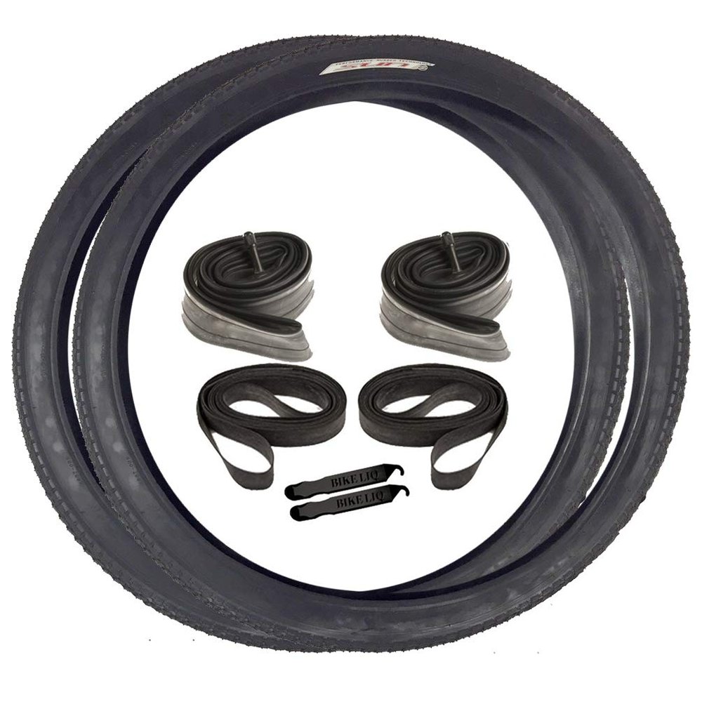 Sunlite Cruiser 927 Classic Beach Road Street Balloon Sun Bicycle Tire Bike Bundle 24 x 2.125 (Black Tire Bundle)