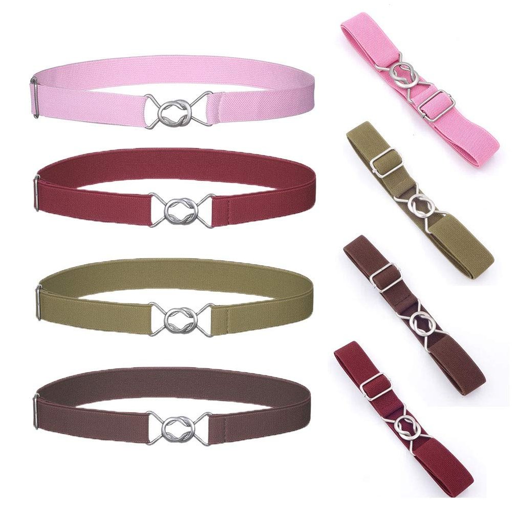 4Pcs Kids Elastic Belt, Uspacific Adjustable Stretch 8-word Buckle Leisure Simple Toddlers Cute Belts