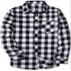 SANGTREE Boys and Mens Flannel Plaid Long Sleeve Shirt Casual Button Down Shirts, 4# Black White, 3-6 Months view 1