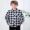SANGTREE Boys and Mens Flannel Plaid Long Sleeve Shirt Casual Button Down Shirts, 4# Black White, 3-6 Months view 3