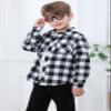 SANGTREE Boys and Mens Flannel Plaid Long Sleeve Shirt Casual Button Down Shirts, 4# Black White, 3-6 Months view 4