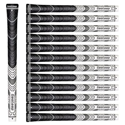 Geoleap Golf Grips Set of 13- Cord Rubber Compound Material, Hybrid Golf Club Grips, All Weather Performance.(White, Midsize)