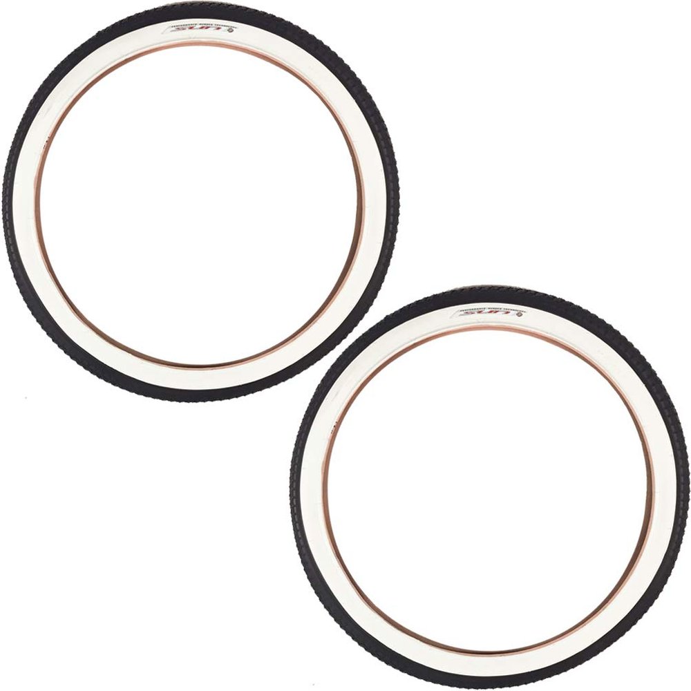 Sunlite Cruiser 927 Classic Beach Road Street Balloon Sun Bicycle Tire Bike Bundle 24 x 2.125 (White 2 Tire)