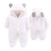 XYSSWW Autumn Winter Newborn Cartoon Bear Snowsuit Warm Wool Hooded Jumpsuit (White, 0-3M) view 2