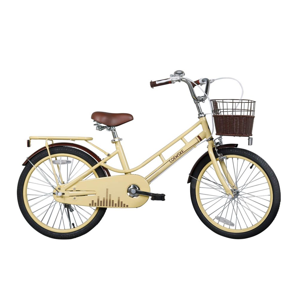 COEWSKE 20 Inch Kids Bike Bicycles Fantasy-Style, Children Toddler Girls Leisure Bicycle with Basket Kickstand Included Fit for 6-10 Years Old Or 49-57 Inch Kids (Yellow)