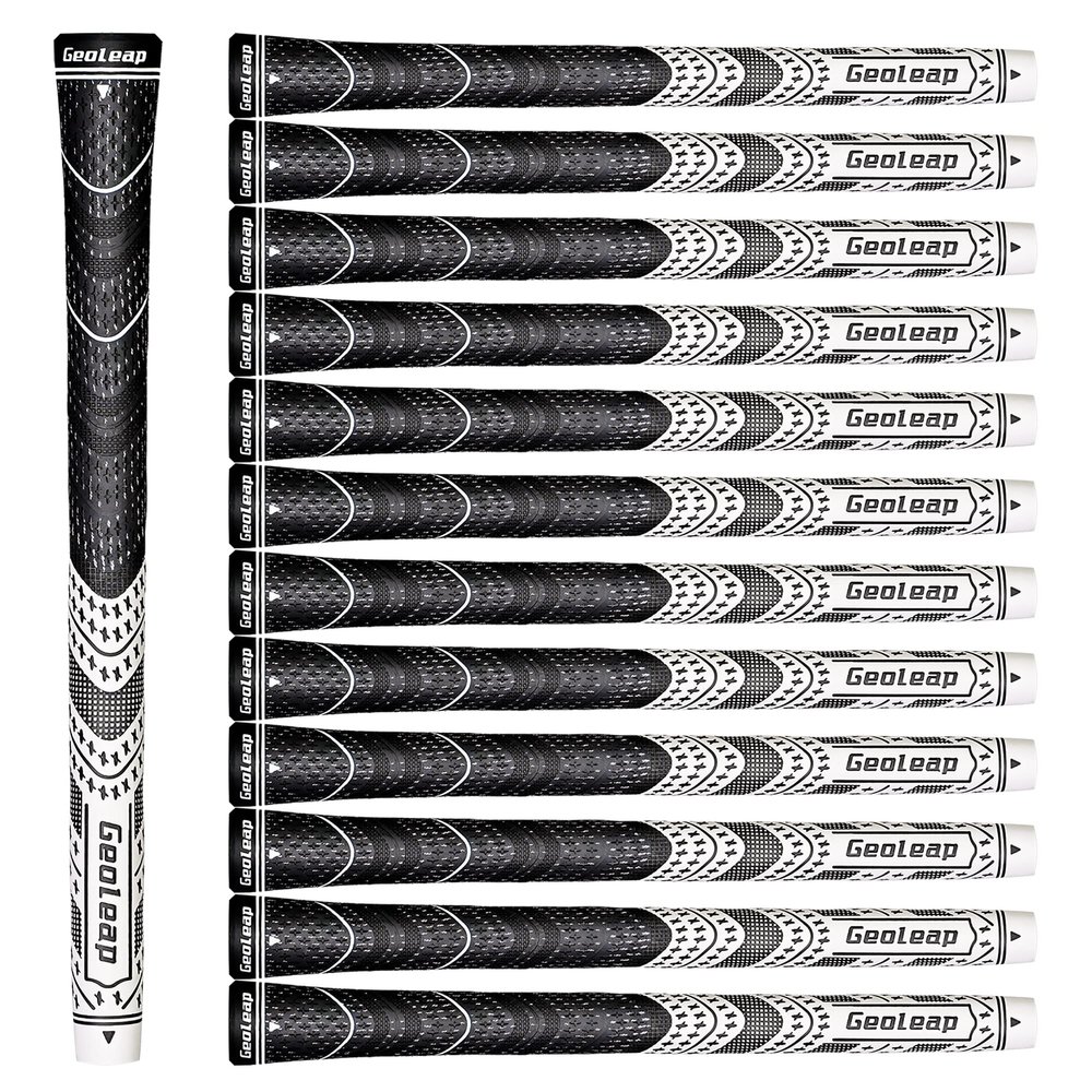 Geoleap Golf Grips Set of 13- Cord Rubber Compound Material, Hybrid Golf Club Grips, All Weather Performance.(White, Standard)
