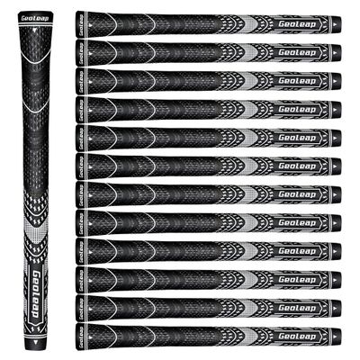 Geoleap Golf Grips Set of 13- Cord Rubber Compound Material, Hybrid Golf Club Grips, All Weather Performance.(Black, Standard)
