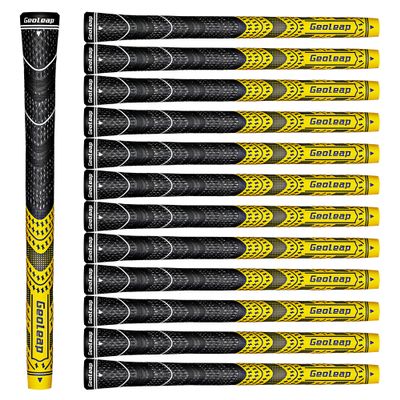 Geoleap Golf Grips Set of 13- Cord Rubber Compound Material, Hybrid Golf Club Grips, All Weather Performance.(Yellow, Standard)