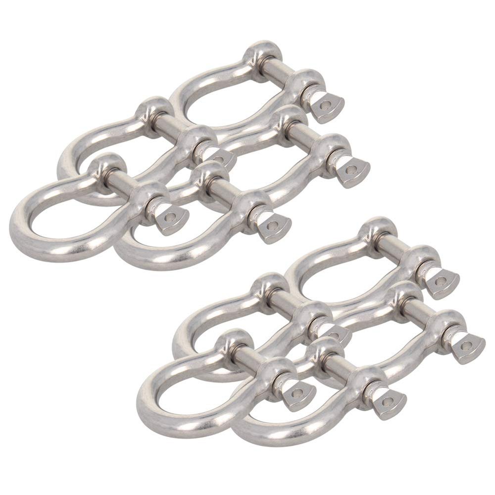 MroMax M12 304 Stainless Steel U-Shape Bow Shackle Wire Rope Fastener Silver Tone 10Pcs