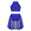 iiniim Kids Girls Two Piece Dance Crop Bra Top with Shorts Gymmnastics Active Workout Sports Swimming Outfit Set (Lyrical Mock Blue, 2) view 1