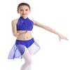 iiniim Kids Girls Two Piece Dance Crop Bra Top with Shorts Gymmnastics Active Workout Sports Swimming Outfit Set (Lyrical Mock Blue, 2) view 3