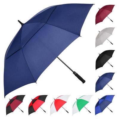MRTLLOA Automatic Open Golf Umbrella, Extra-Large Oversized Double Canopy Vented Windproof Waterproof Stick Rain Golf Umbrellas for Men and Women(Navy Blue/62 inch)