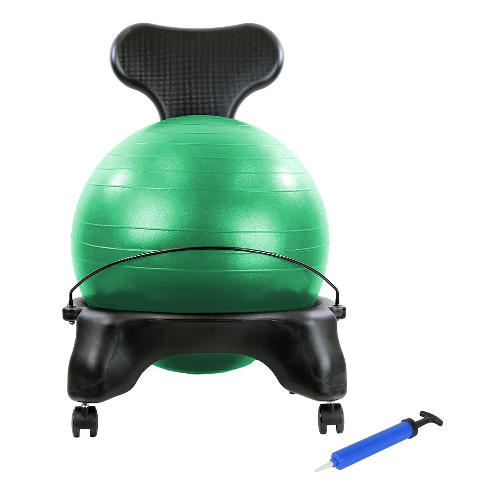 Cando Ball Chair Inflatable Ergonomic Active Seating Exercise Ball Chair with Air Pump for Home, Office, and Classroom