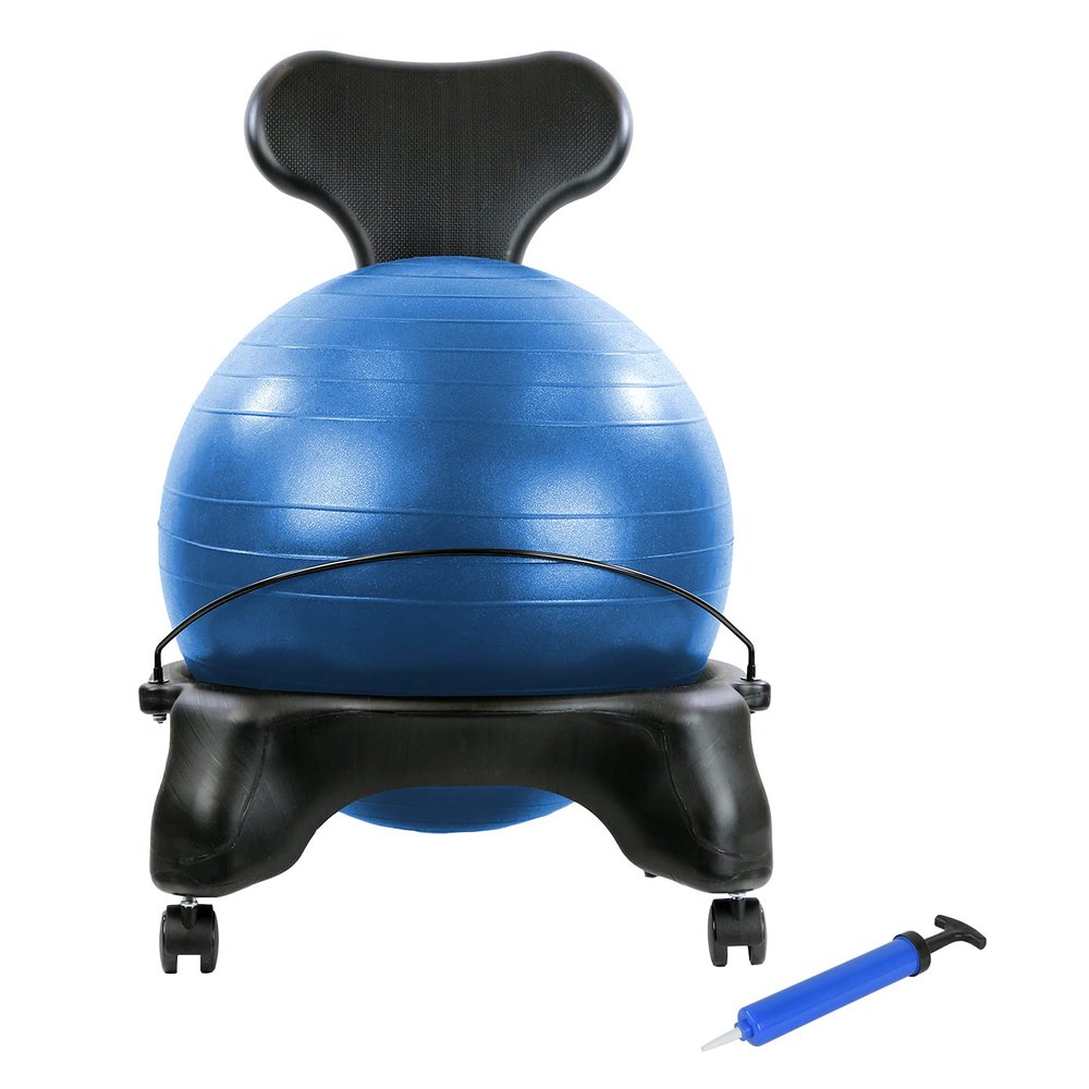 CanDo Ball Chair - Plastic - Mobile - with Back - Adult Size - with 22" Blue Ball