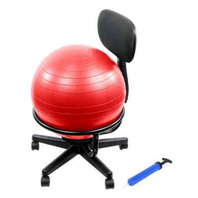CanDo Metal Ball Chair - Inflatable Ergonomic Active Seating Exercise Ball Chair With Air Pump for Home, Office, and Classroom, Adult Size, Red