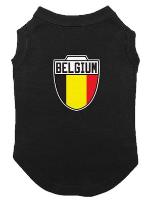 Belgium - Soccer Crest Country Proud Dog Shirt (Black, Medium)