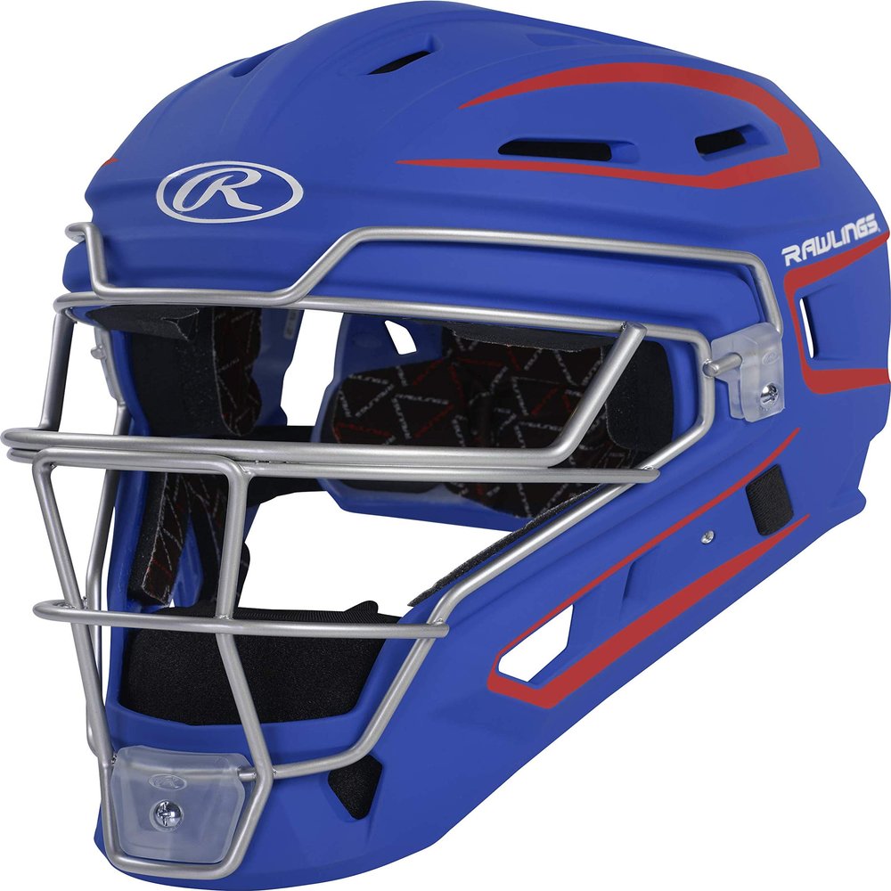 Rawlings | VELO 2.0 Catcher's Helmet | Baseball | Senior (7 1/8" - 7 1/2") | Royal/Scarlet