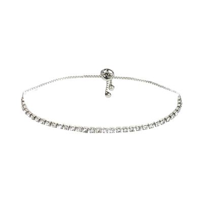 B Jewelry Collection Diana Crystal Tennis Bolo Bracelet, Adjustable Silvertone Slider Bracelet, Sparkling Glass Crystal Fashion Bracelet