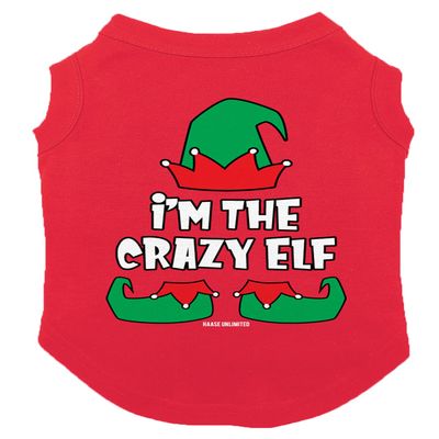 I'm The Crazy Elf - Dog Shirt (Red, Large)