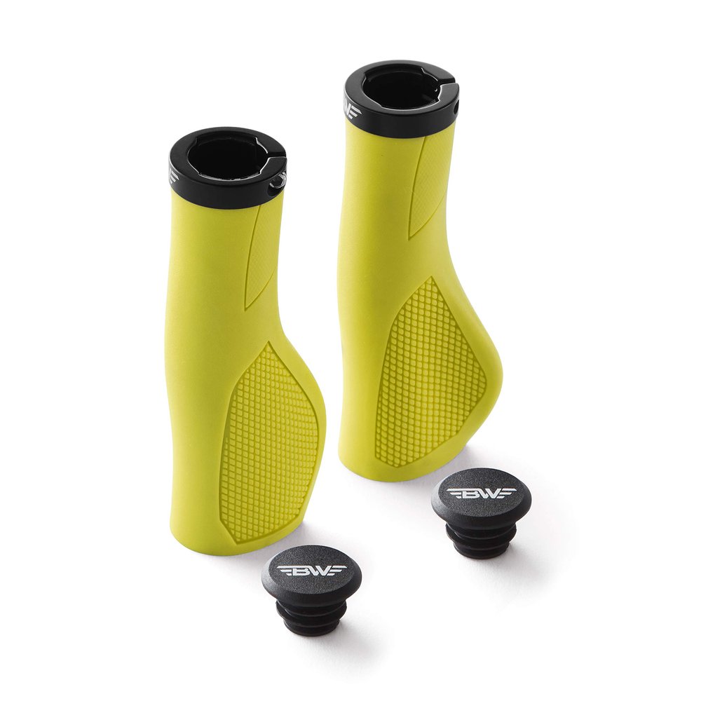 BW USA Ergo-Lock 2.0 Grips Dual Lock-On MTB Bike Handlebar Grips - Lime Green