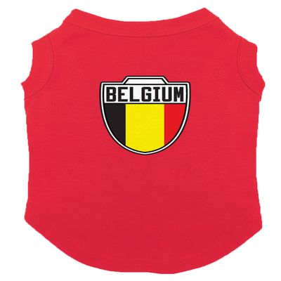 Belgium - Soccer Crest Country Proud Dog Shirt (Red, Small)