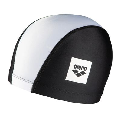 Arena Unisex Junior Unix II Swim Cap for Boys and Girls Ages 6 to 12 Lightweight Stretch Fabric Kids Pool Bathing Cap, One Size, Black/White