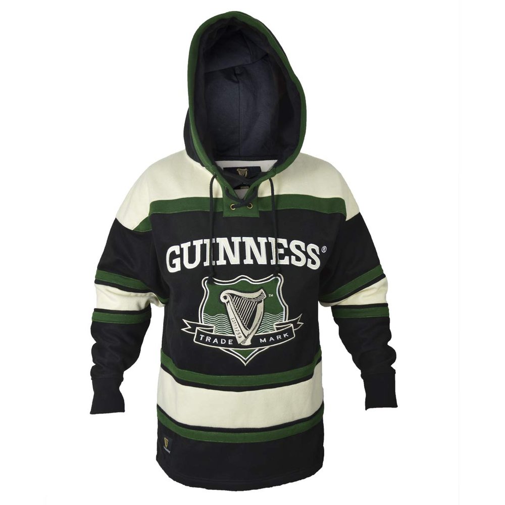 Guinness Hooded Ice Hockey Jerseys for Men | Soft-Cotton Irish Hockey Jersey | Perfect Hockey Hoodie for Everyday wear Green
