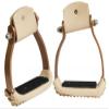 Showman Angled Copper Colored Aluminum Stirrups w/Leather/Rubber Grip Tread view 1