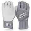 Franklin Sports MLB Batting Gloves - Infinite Powerstrap Baseball + Softball Batting Gloves -Durable Full Wrap Cage Practice Gear - Long Cuff Wrist + Heavy Duty Leather - Adult Large - Grey Hi-Lite view 1