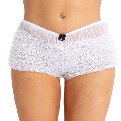 easyforever Women's Ruffled Pettipants Bloomers Lace Trim Knickers Panties Lingerie Underwear White One Size