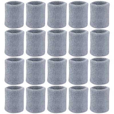 10 Pairs Sports Wristbands, Wrist Sweatbands for Men & Women, Stretchy & Sweat Absorbing Cotton Terry,Perfect for Basketball, Football, Tennis, Soccer, Running & Working Out Gray