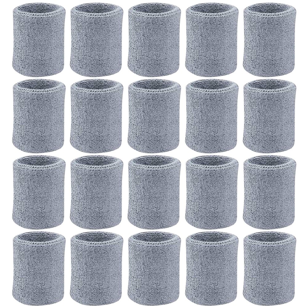 10 Pairs Sports Wristbands, Wrist Sweatbands for Men & Women, Stretchy & Sweat Absorbing Cotton Terry,Perfect for Basketball, Football, Tennis, Soccer, Running & Working Out Gray