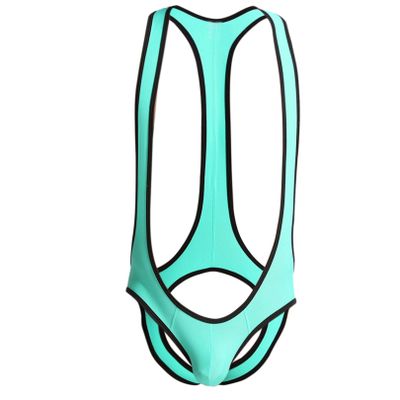 easyforever Men's Suspender Jockstrap Bodywear Racerback Wrestling Singlet Leotard Athletic Underwear Jumpsuit Green Medium