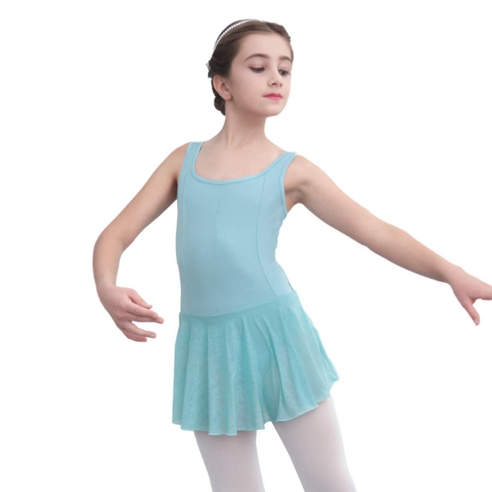 118242004 Wide Strap Dance Skirt Cute Kids Mesh Ballet Dress (S/C, Mint Green)