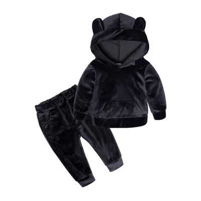 ZFTTZYMX Boys Girls Velvet Hooded Tracksuit Sweatshirt Top + Sweatpants Hoodie Outfit Set