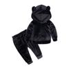 ZFTTZYMX Boys Girls Velvet Hooded Tracksuit Sweatshirt Top + Sweatpants Hoodie Outfit Set view 1