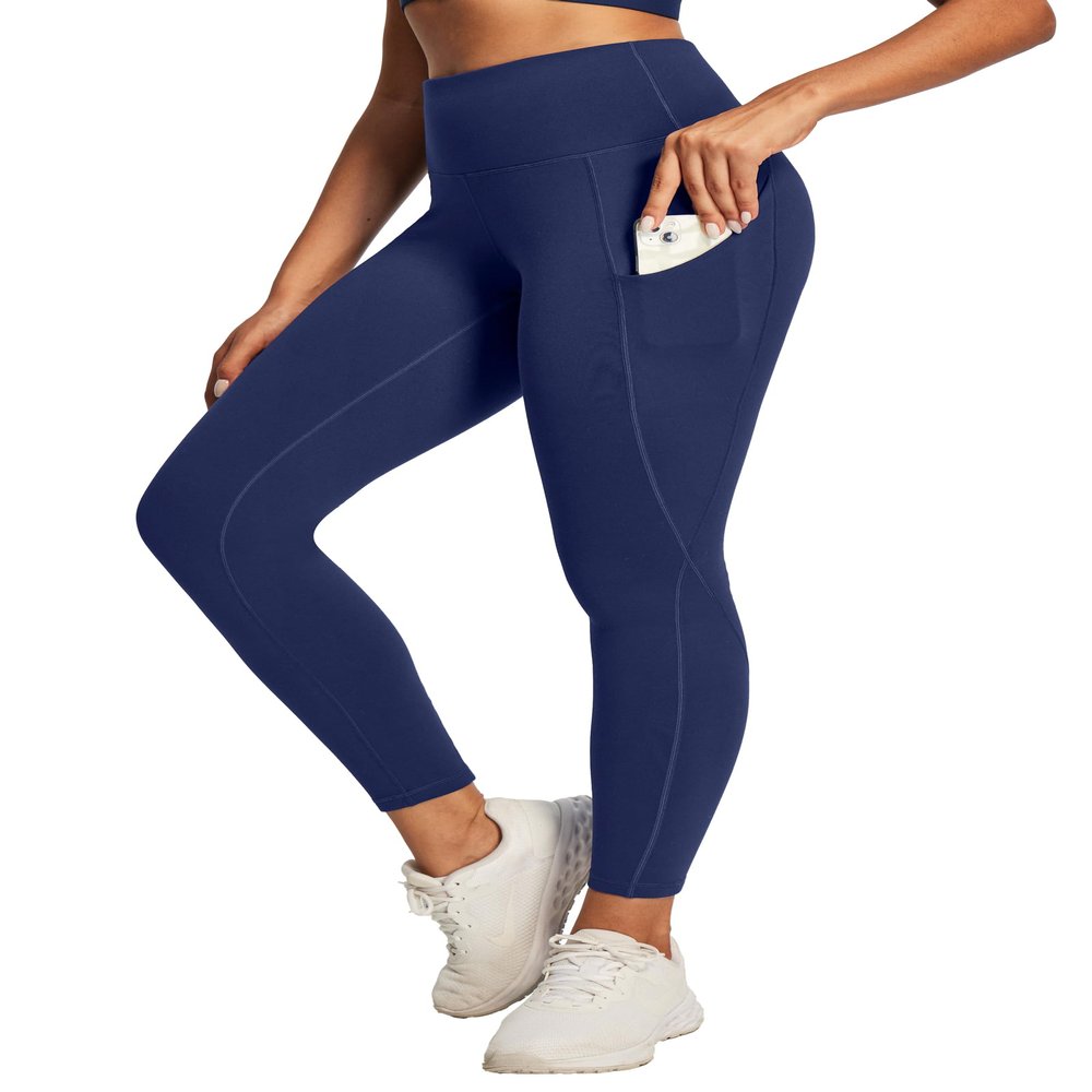 Ewedoos High Waisted Tummy Control Leggings with Pockets for Women, Navy (L, Regular, Adult Women, Pants)