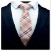 GUSLESON Slim Skinny Wedding Tie Wine Cotton Tartan Ties Casual Striped Necktie (0910-06) view 2