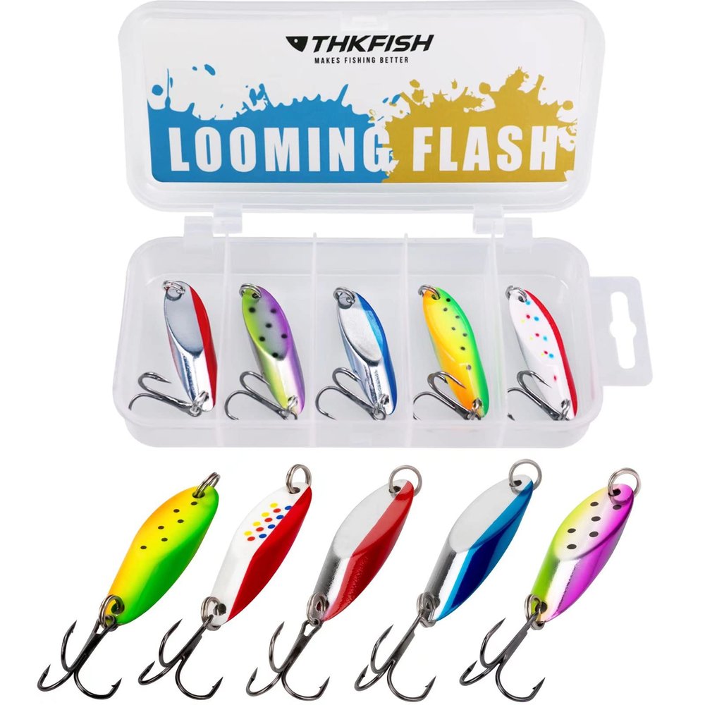 THKFISH Fishing Lures Fishing Spoons Lures Trout Lures for Trout Pike bass Crappie Walleye Color A 10.5g(3/8oz) 5pcs