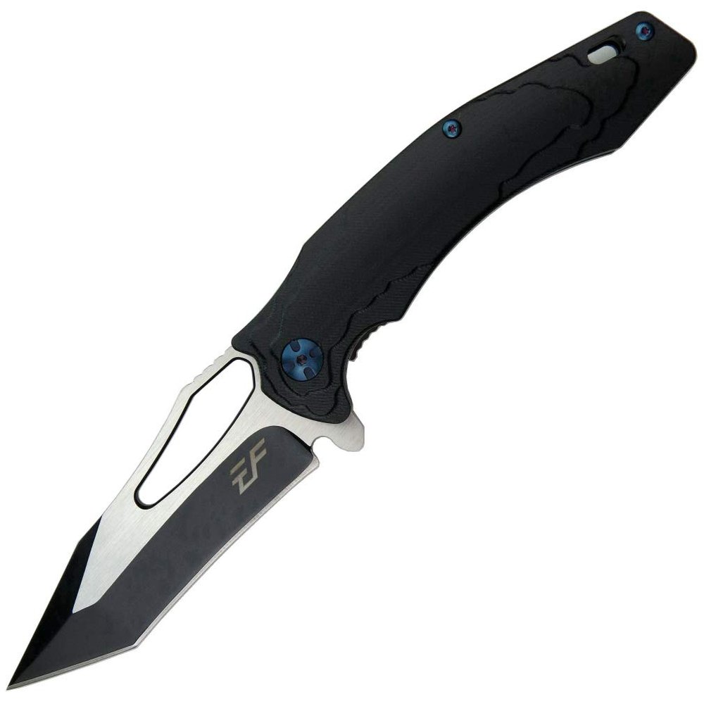 Eafengrow EF915 Folding Knife D2 Steel Blade with Black-Oxide Coating; G10 Handle with Ball Bearing Safe Open Flipper Knife, Locking Liner and Pocketclip for Camping Work (Black)
