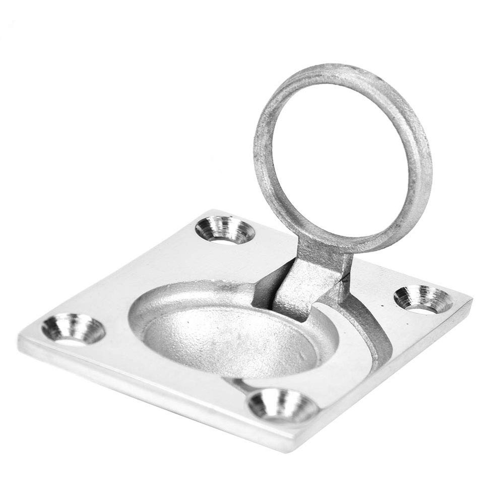 Acouto Boat Ring Hatch Pull Flush Marine Flush Handle 48x38mm Floor Pull Handle 316 Stainless Steel Boat Recessed Hatch Pull Ring Marine Grade Flush Buckle Ring