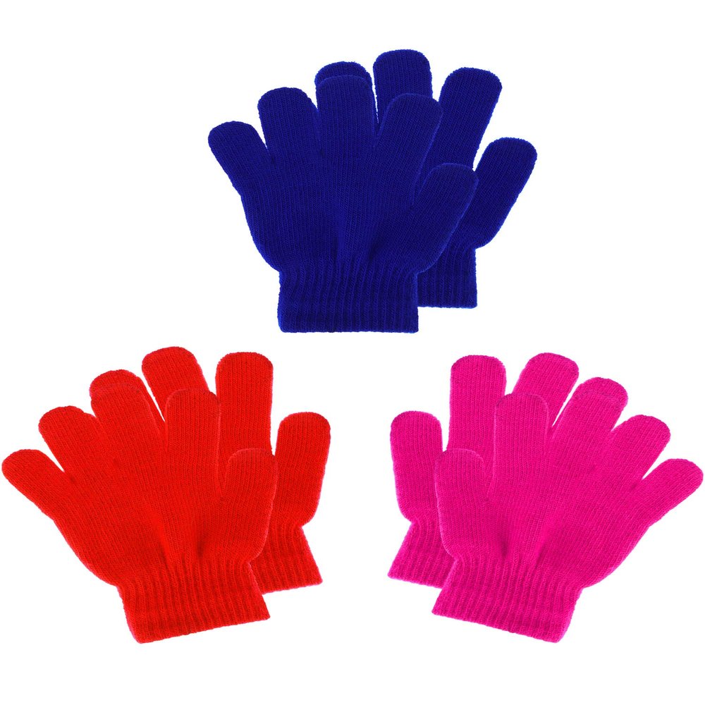 3 Pairs Toddler Gloves Kids Mittens Winter Warm Knitted Gloves Full Finger Mittens for Toddler Boys and Girls
