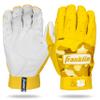 Franklin Sports MLB Batting Gloves - Digitek Camo Baseball + Softball Batting Gloves - Premium Leather Baseball Gear - Adult + Youth Pair - White + Yellow - Adult Large view 1