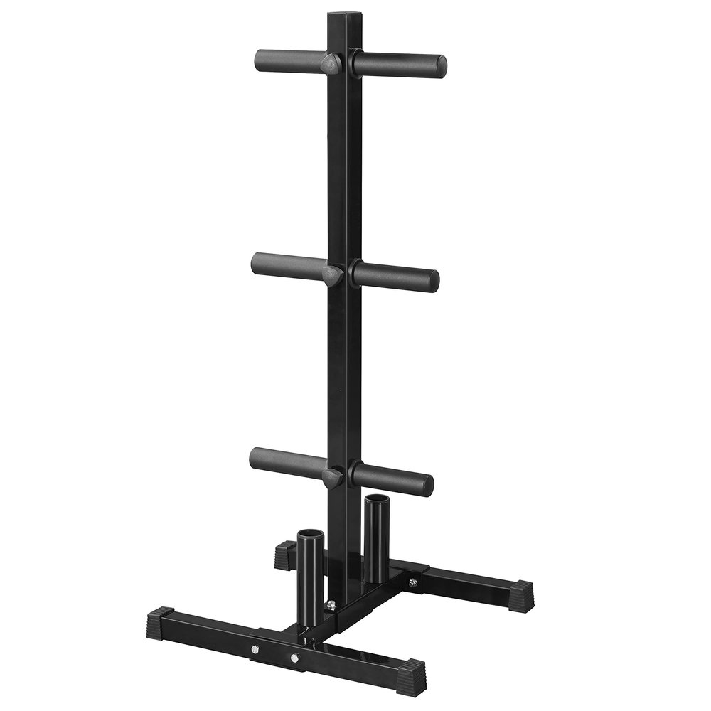 Yaheetech 2in Weight Plate Rack Tree & 2 Barbell Bar Holders Olympic Weight Organizer Storage Stand, Holds Up to 882 lbs
